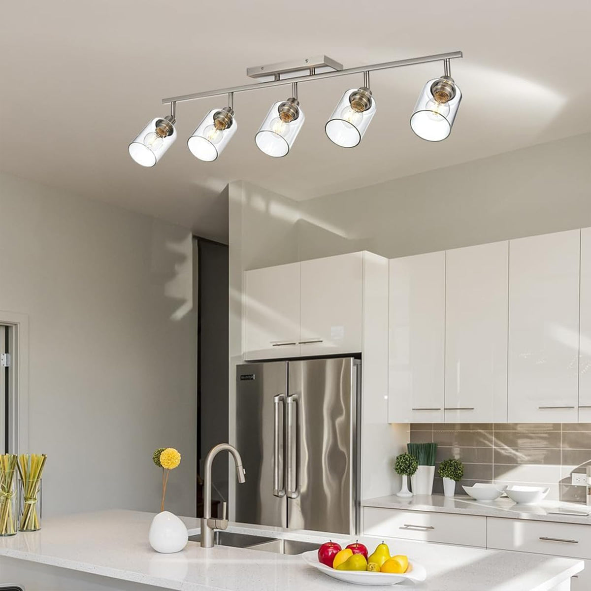 5 Light Track Lighting Kit Brushed Nickel Kitchen Track Lighting