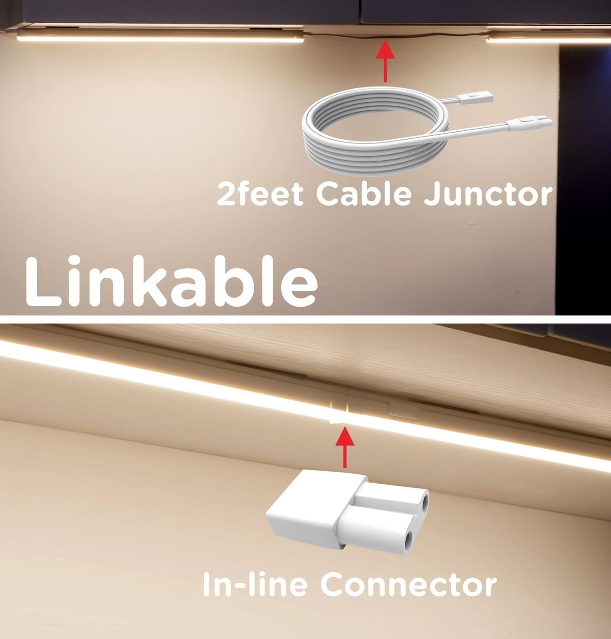 Under Cabinet Lighting Plug in AC120V 3CCT 3000/4000/5000K,Super Bright,Linkable Under Counter Lights,Ultra Slim LED