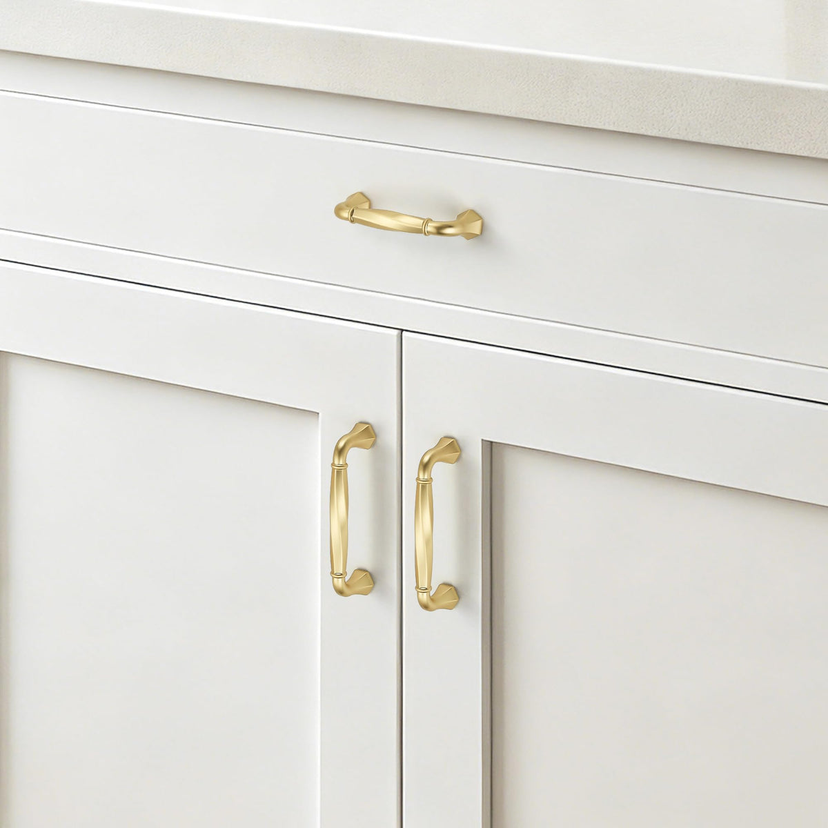Brushed Gold Zinc Alloy Cabinet Handles,3-3/4" Pulls,20 Pack