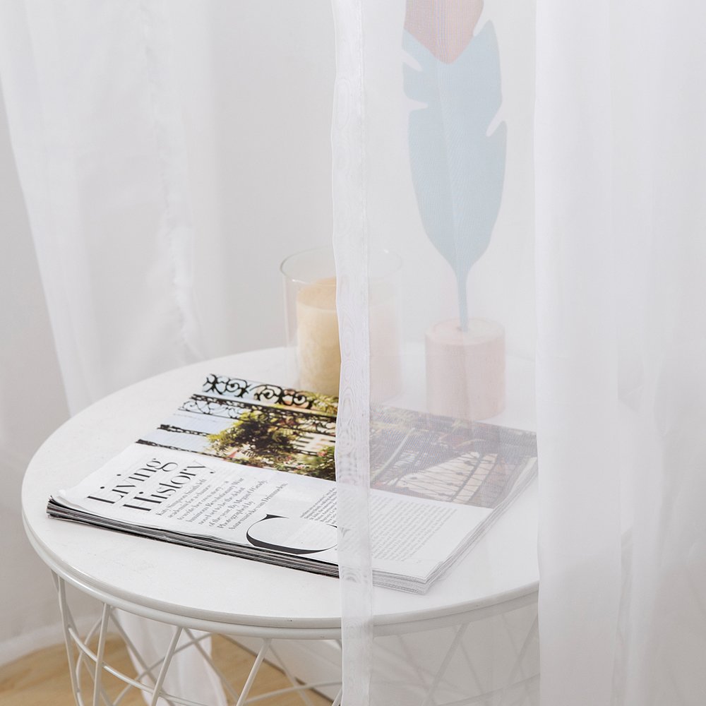 2 Panels White Sheer Curtains 54 X 108 Inches
