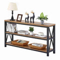55" Console Table, 3 Tier Farmhouse Narrow Sofa Table, Rustic Oak