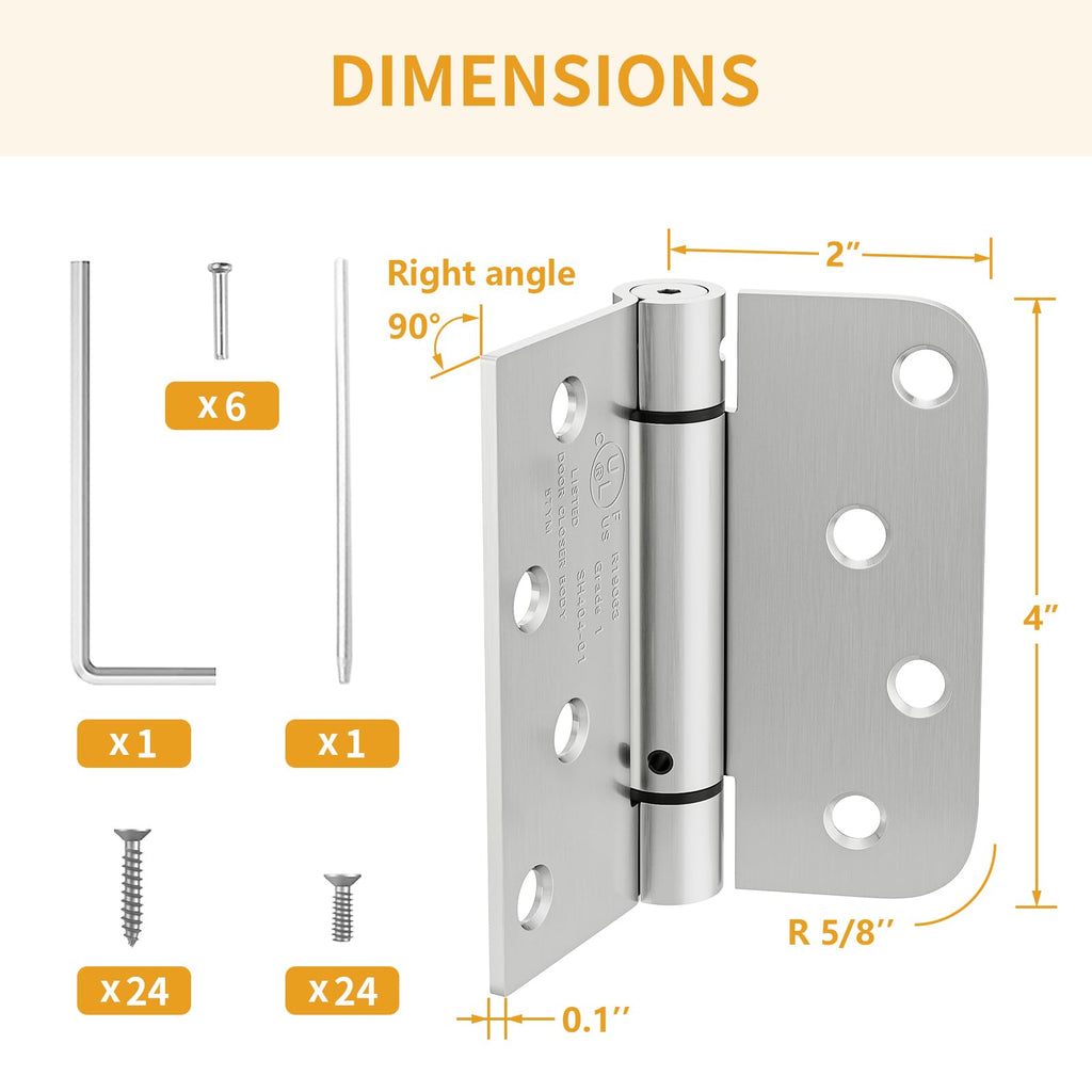3 Pack Spring Hinges Self Closing 4 Inch, Self Closing Door Hinges