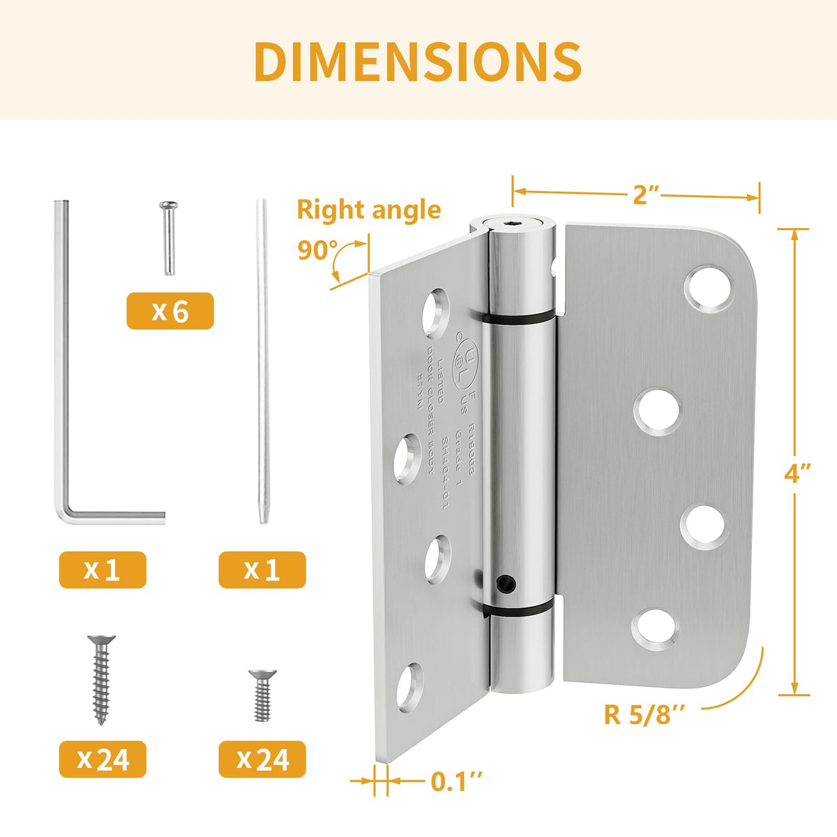 3 Pack Spring Hinges Self Closing 4 Inch, Self Closing Door Hinges