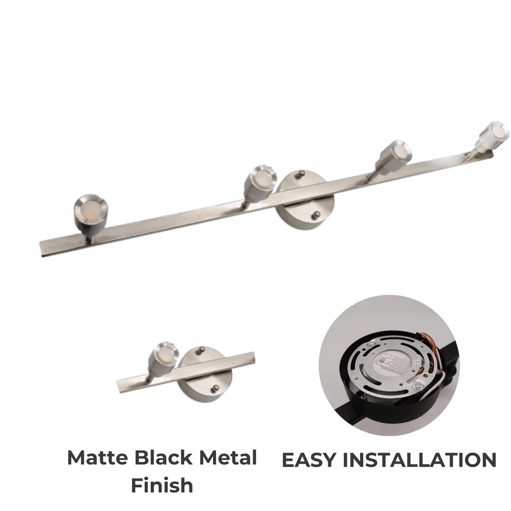 4 Light LED Track Lighting Fixtures Ceiling Flexible 4 Way LED Track Lighting Kit for Bar Kitchen Shop Exhibition