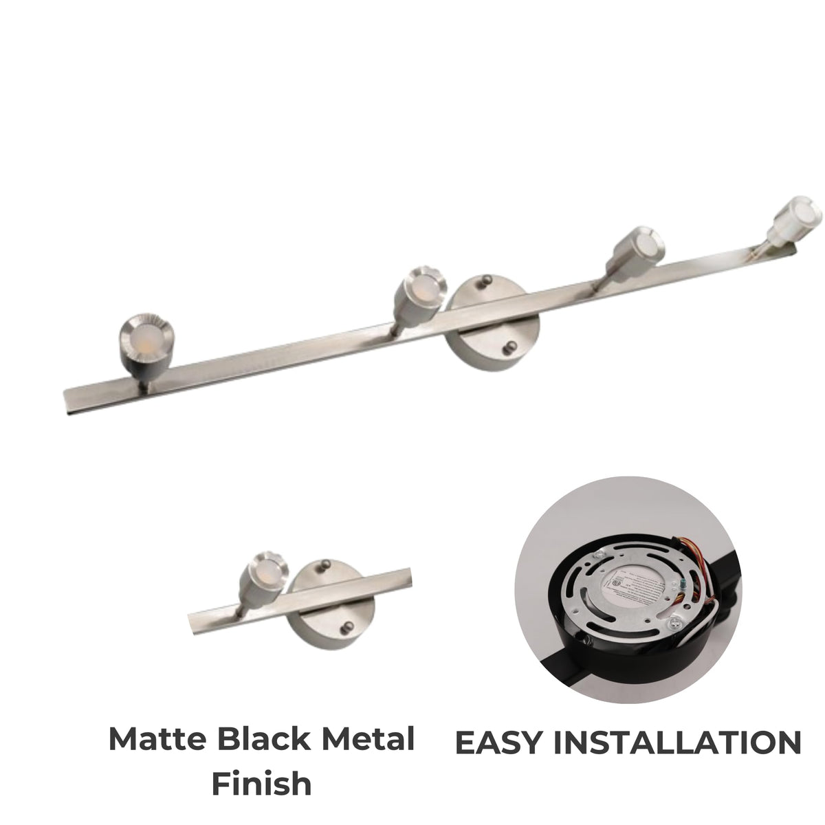 4 Light LED Track Lighting Fixtures Ceiling Flexible 4 Way LED Track Lighting Kit for Bar Kitchen Shop Exhibition