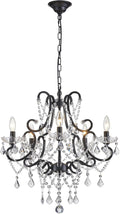 Mini Five-Light Modern Black Crystal Chandelier for Small Rooms