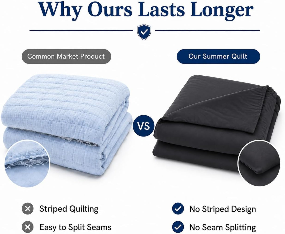 Double-Sided Cooling Comforter Queen Size, Ice Silk Summer Blanket, Smooth No-Stripes, No-Seam, Edge-Free Design