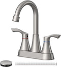 Brushed Nickel Bathroom Faucet 3 Hole, Evolvegoods 4 Inch Stainless Steel Bathroom Sink Faucet