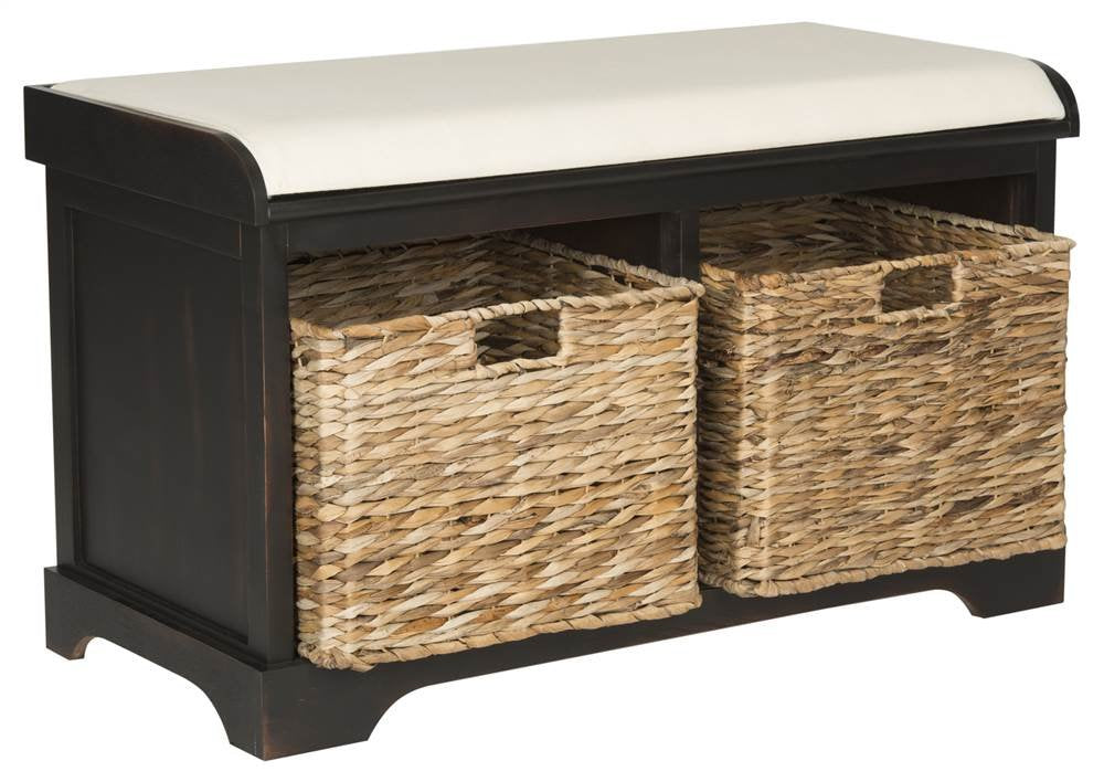 Freddy Wood Storage Bench, 33" Farmhouse Brown