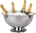 16" Footed Champagne Bucket, Beverage Tub, Wine and Champagne Server, Stainless Steel with Hammered Silver Finish