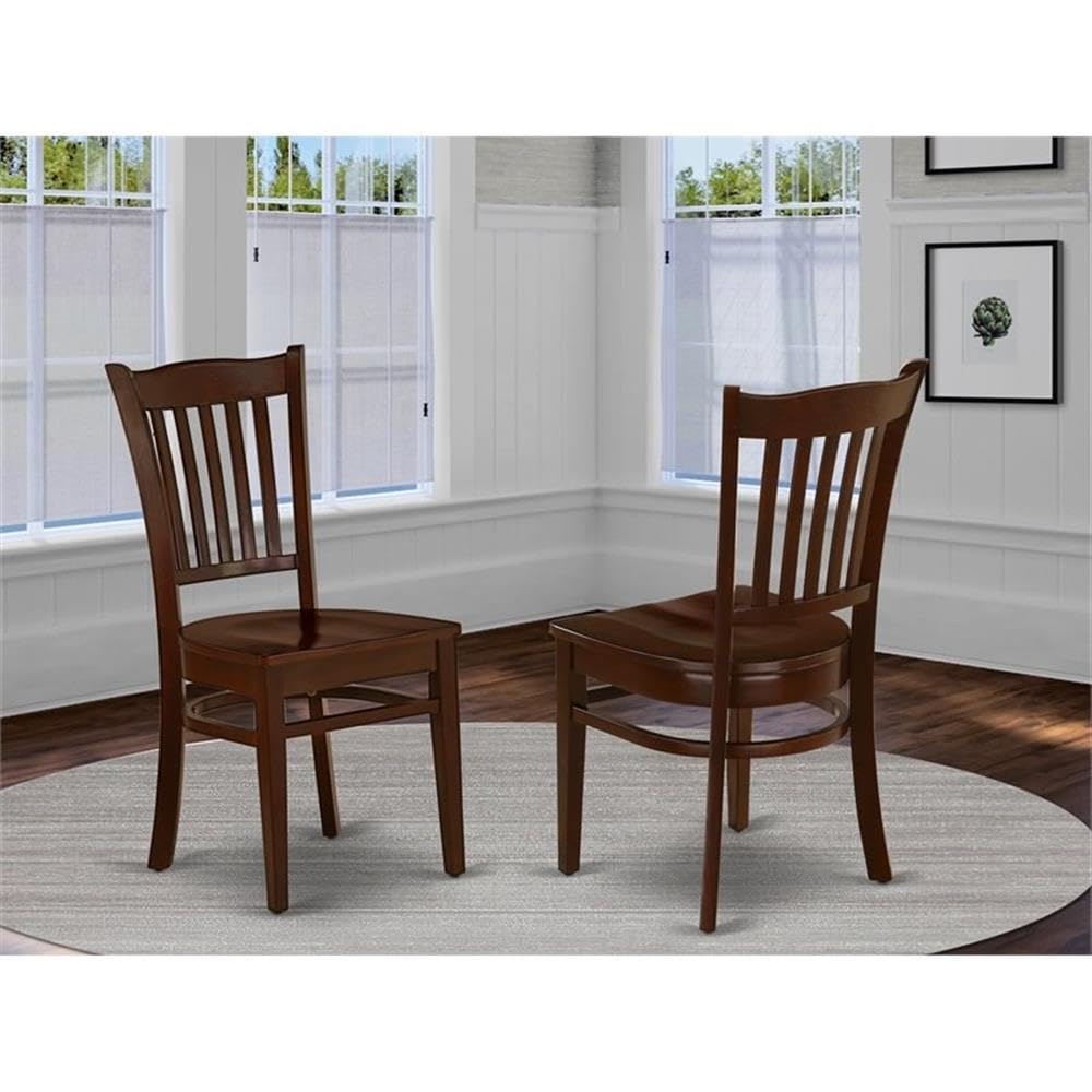 West Furniture GRC-MAH-W Groton Dining Room Chairs - Slat Back Wood Seat Chairs, Set of 2, Mahogany