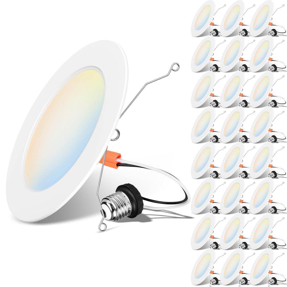 6 Inch Recessed Lights, 5CCT LED Can Lights, Dimmable, 24 Pack,White