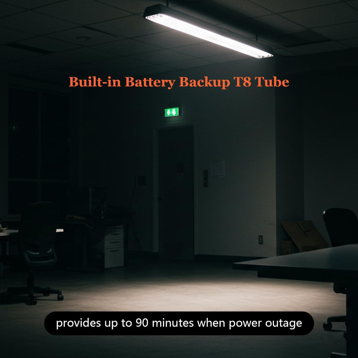 Emergency T8 LED Tube 4ft with Battery Backup, Hardwired G13 Light Bulbs