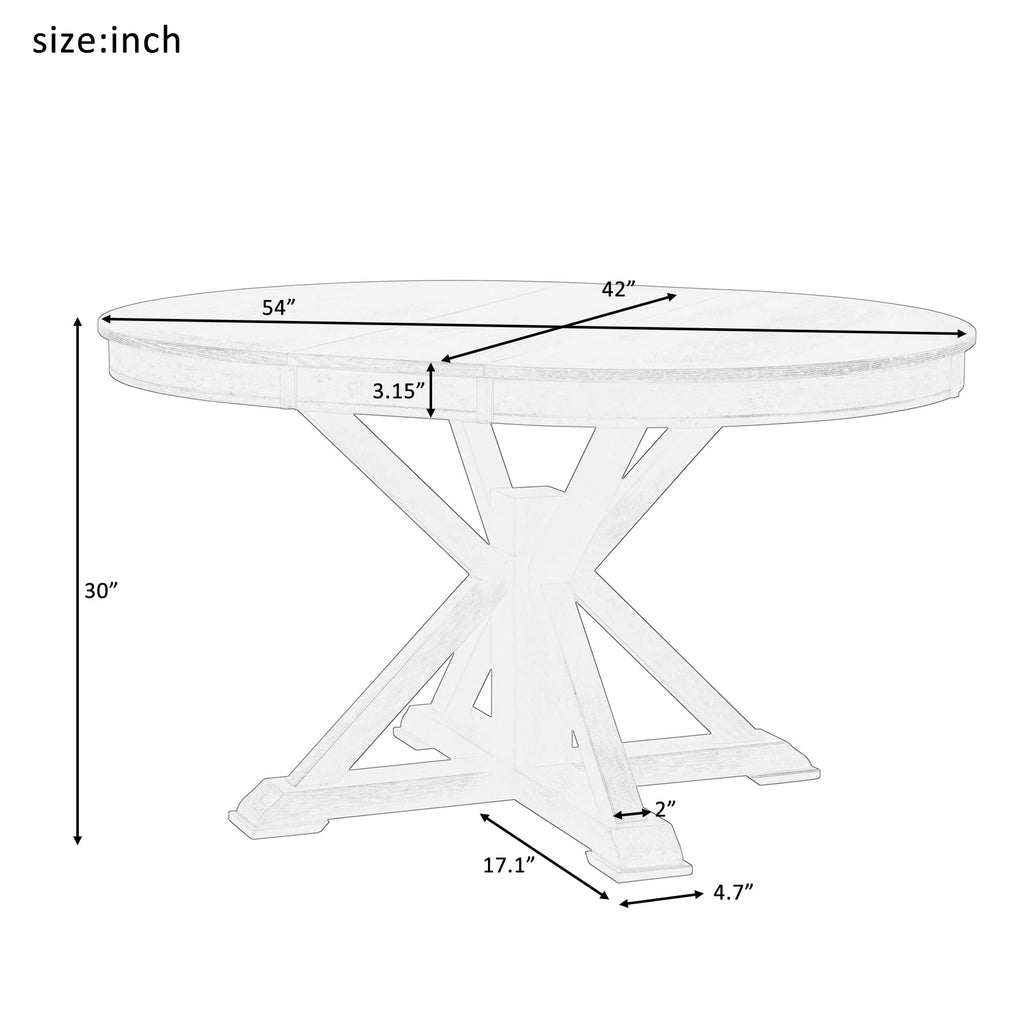 Inspired Saarinen Style Dining Table Round Wood 54" for 4-6 People Modern Kitchen Extendable Dining Table with Drop Leaf Pedestal Mid Century