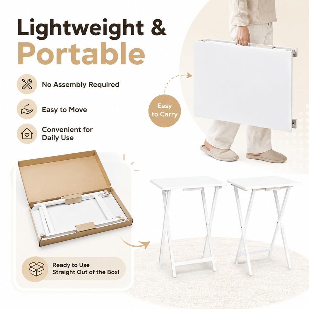TV Tray Table Set of 2, Portable Laptop Stand for Indoor/Outdoor