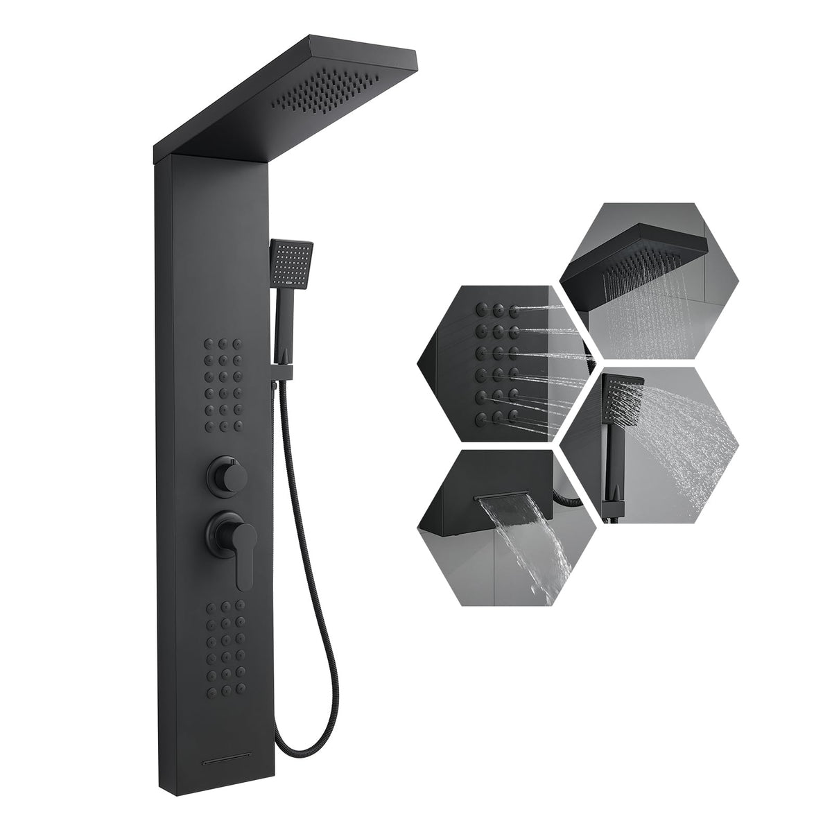 Rainfall Shower Panel System - 4 in 1 Full Body Shower Tower