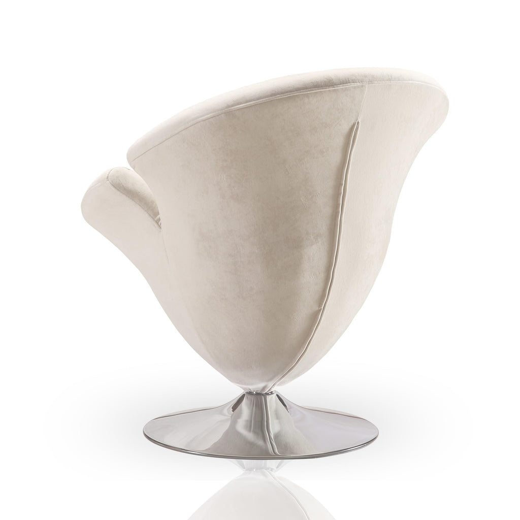 Inspired Saarinen Style Tulip Swivel Accent Chair with 360° Turn, Modern Flower Design, Soft Velvet Upholstery, Polished Chrome