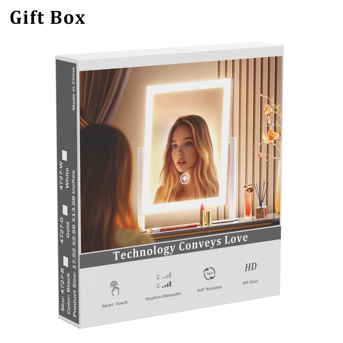 Lighted Makeup Mirror, Hollywood Vanity Mirror with Lights, Three Color Modes,Detachable 10X Magnification Mirror
