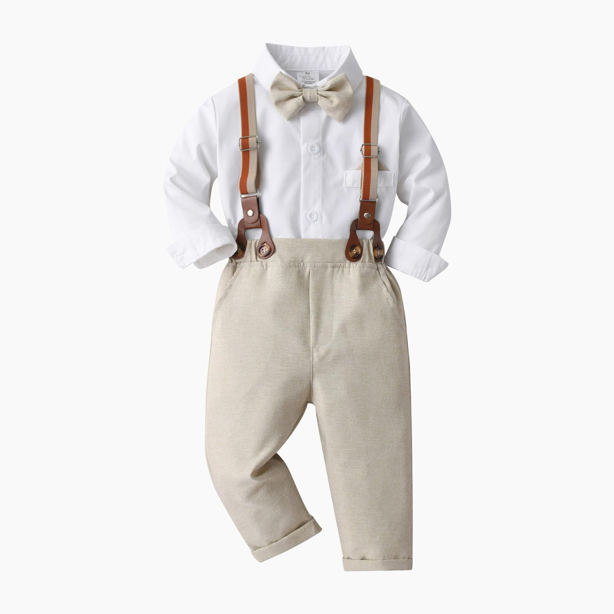 Baby Boys Gentleman Outfits Pants Sets,Infant Shirt + Pants + Bow Tie + Suspenders