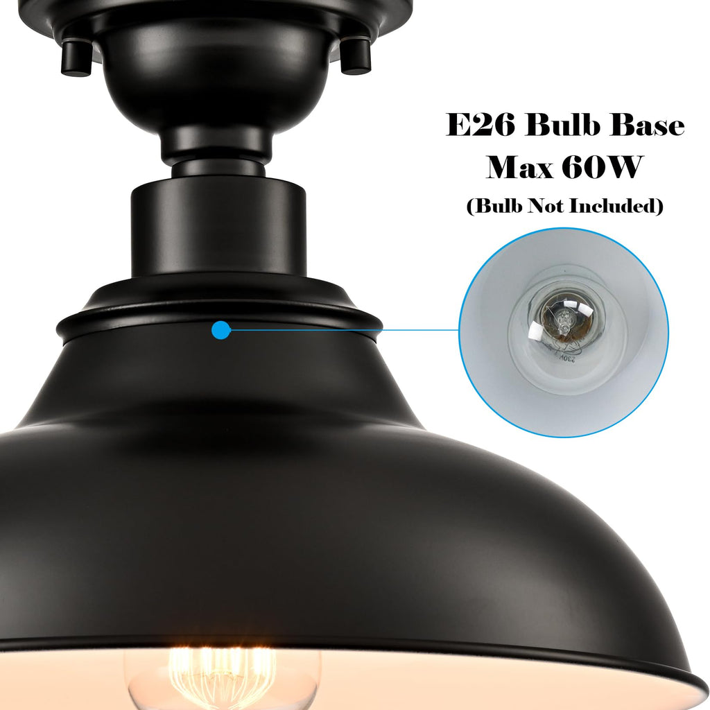 12-Inch Farmhouse Semi Flush Mount Ceiling Light Black
