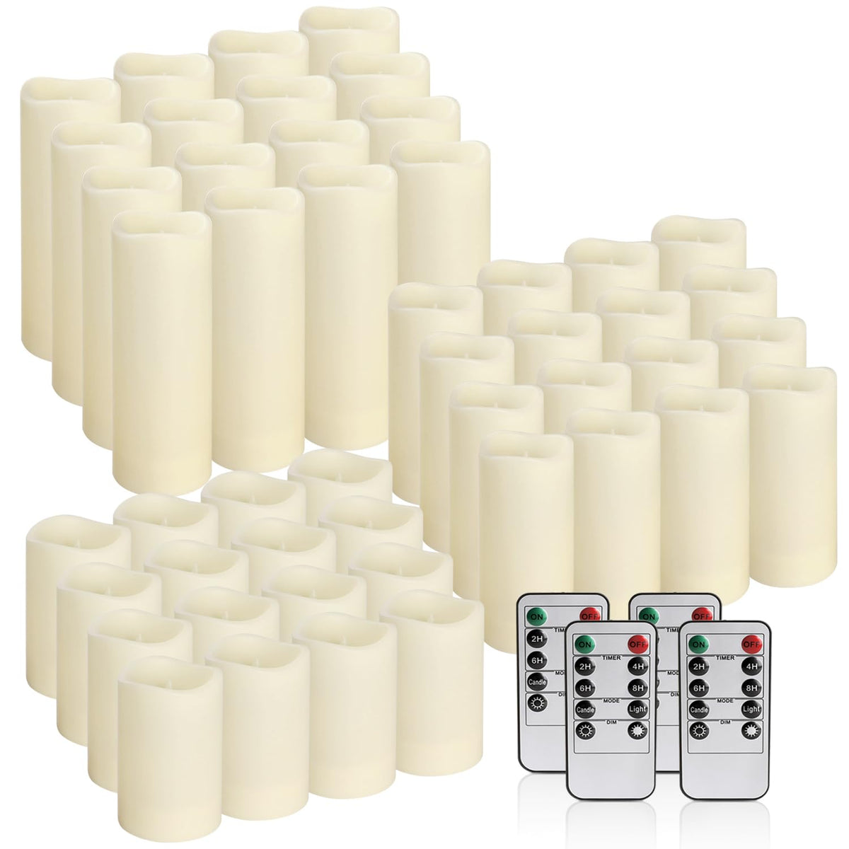48- Pack of 3 Sizes of LED Flameless Candles.This Candle is Suitable for café, Fancy Restaurant, Bookstore and Other