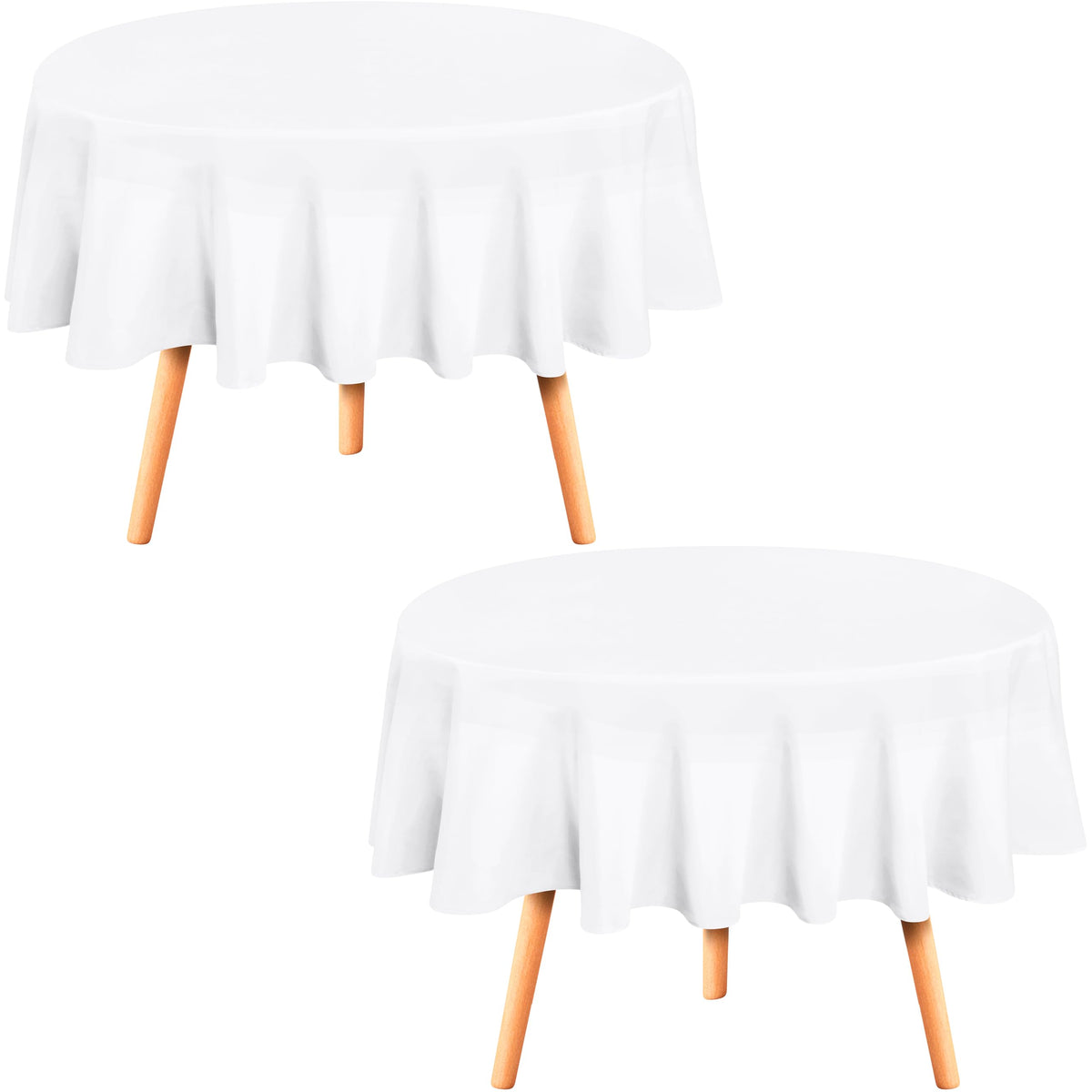 Round Table Cloth 2 Pack [90 Inches, White]