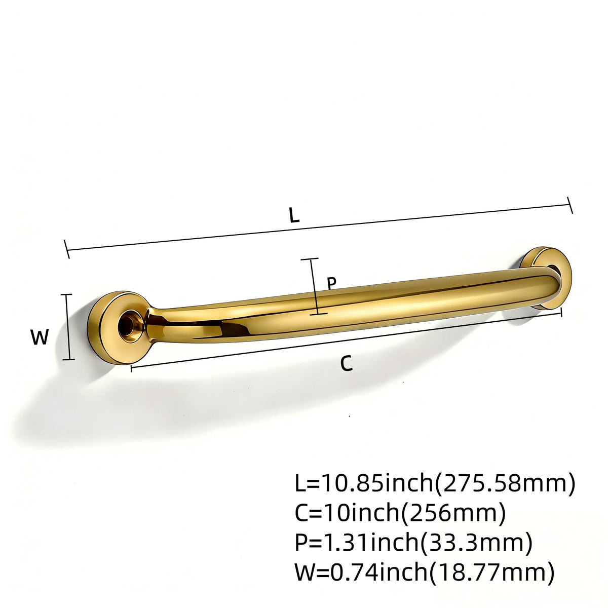Luxury 1-Pack 100% Solid Brass Cabinet Pulls, 10" Center-to-Hole Pulls in Unlacquered Brass Finish for Drawers & Doors