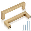 10 Pack 3.75 Inch (96mm) Hole Center Champagne Bronze Cabinet Pulls Square Kitchen Cabinet Handles Dresser Drawer