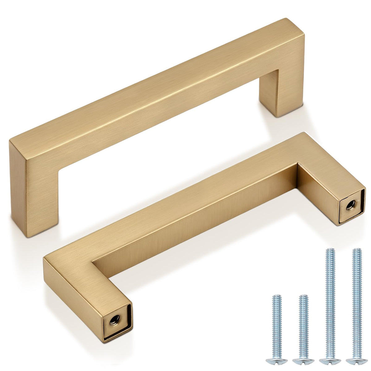 10 Pack 3.75 Inch (96mm) Hole Center Champagne Bronze Cabinet Pulls Square Kitchen Cabinet Handles Dresser Drawer