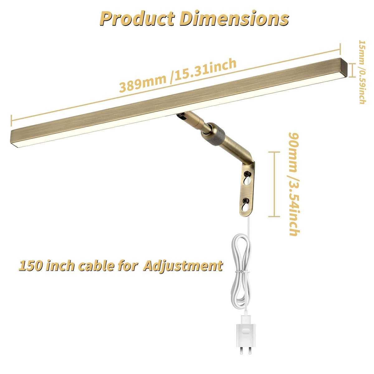 2 Pack LED Picture Lights for Paintings Plug in, 16 Inch 4W Adjustable Art Light Gallery Wall Light for Display Art
