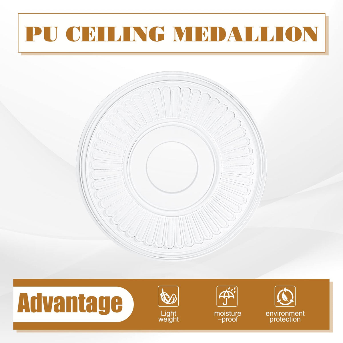 2 Pieces PU Ceiling Medallion for Light Fixtures White Ceiling Light Decorative Fan Medallion Lighting Ceiling Ring