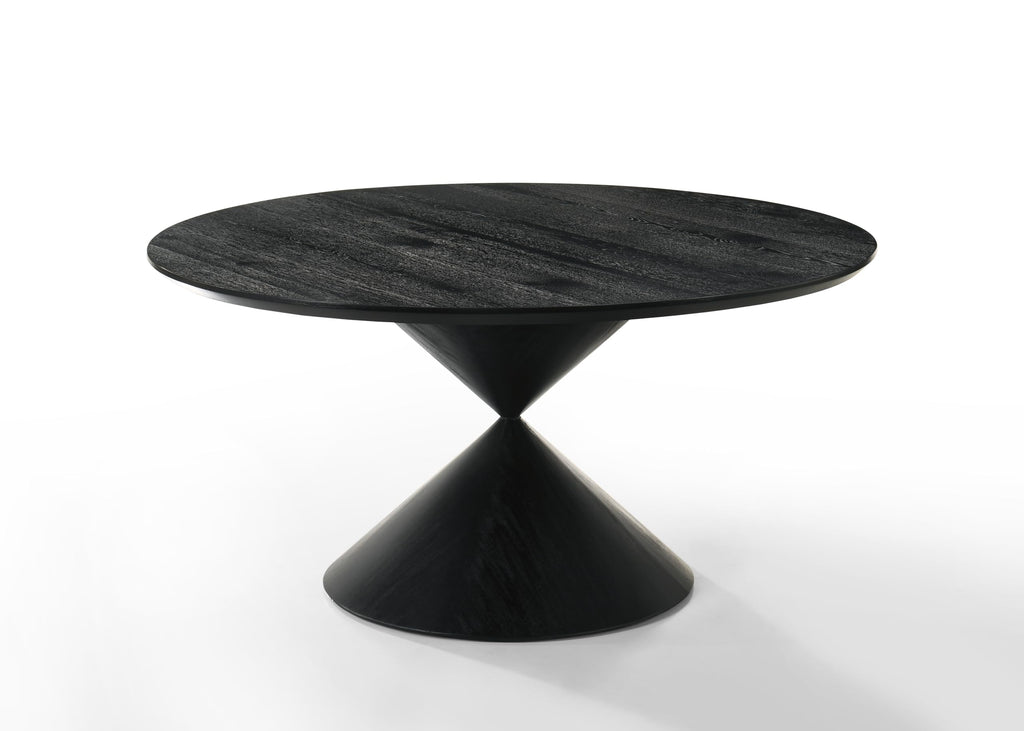 59" Round Dining Table for 6, Mid Century Modern Round Dining Table for 4-6 People, Round Kitchen Table Hourglass
