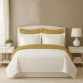 5PC Reversible Duvet Cover Set California King 104x98 - 100% Egyptian Cotton, Sateen, Soft & Cooling, Hidden Zipper &