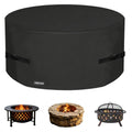 Round Fire Pit Cover - 600D Heavy-Duty Oxford Fabric, Fits 18-48 Inch Fire Pits & Fire Pit Tables, Black, 28" D x 17"