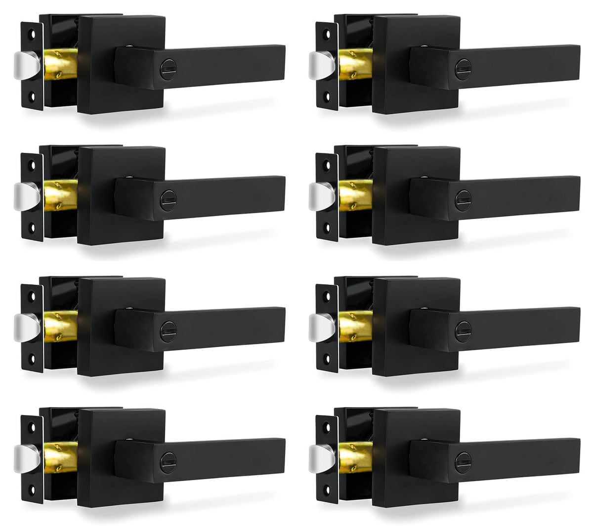 Privacy Door Levers, 8 Pack Matte Black Door Handles Heavy Duty Bed and Bath Door Locks Interior Keyless Locksets