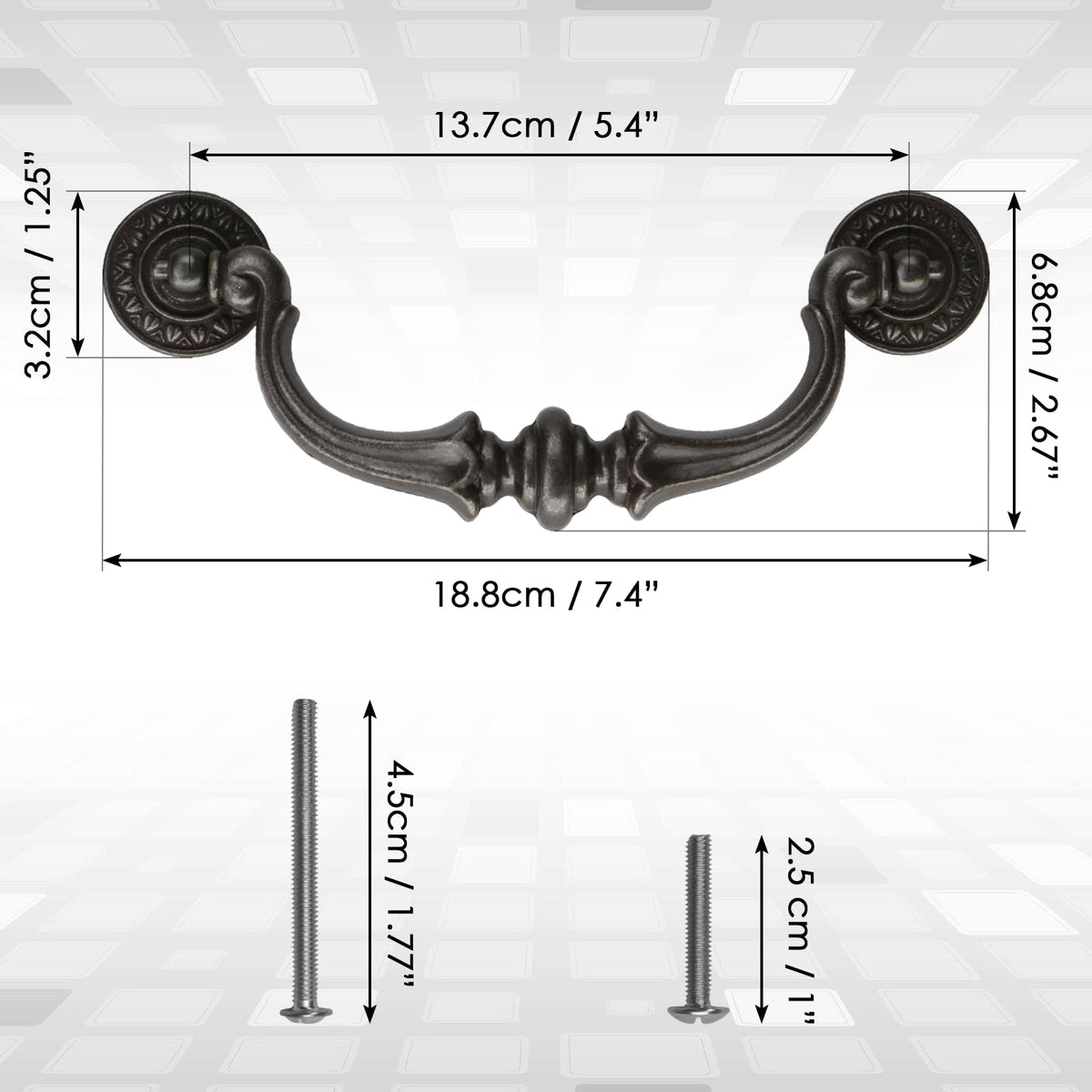 5.5 5 1/2 C-C Inch Drawer Pulls, 2 Pack 140mm Hole Centers Vintage Style Large Drop Bail Handles for Dresser
