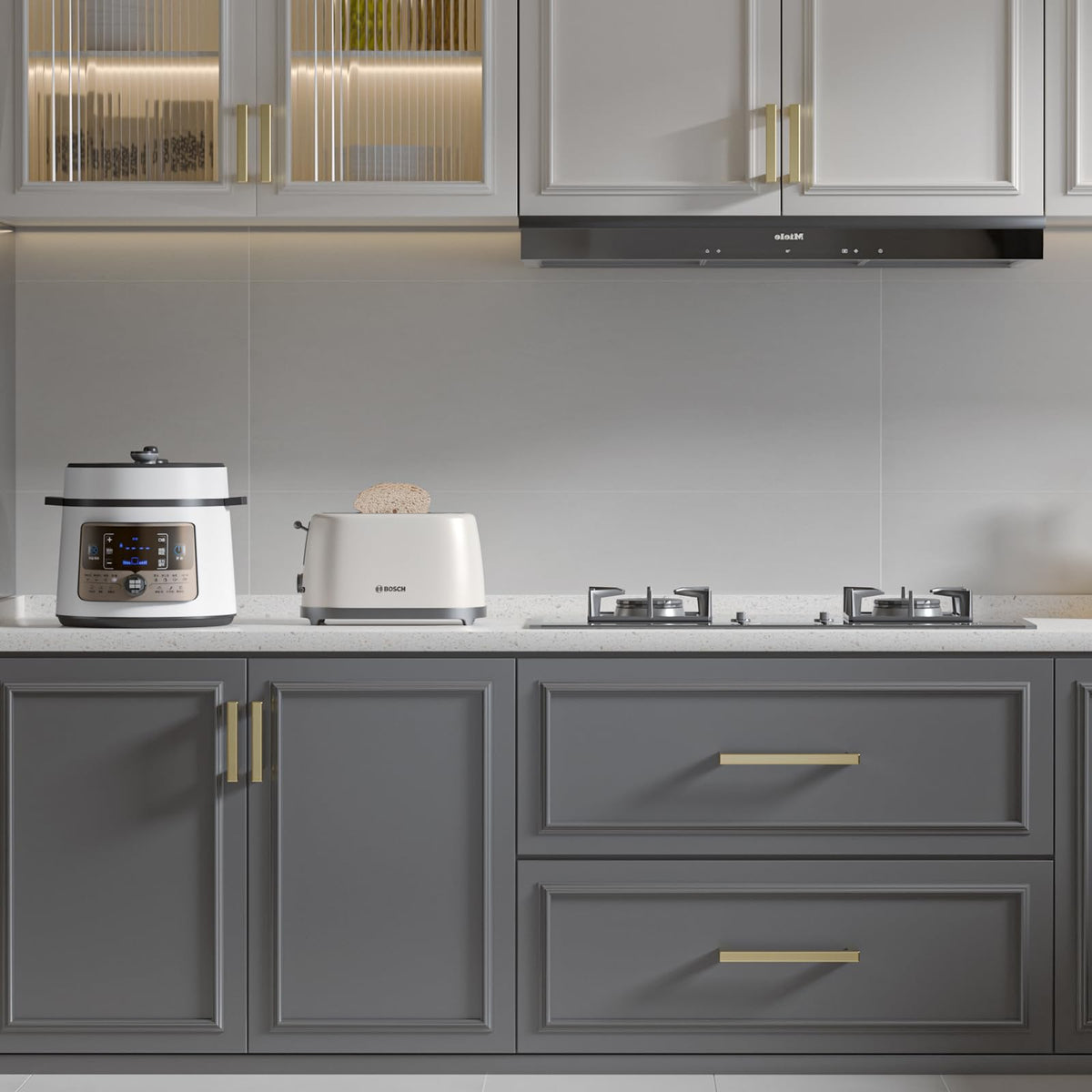 5 Pack 7-9/16" CC Brushed Gold Cabinet Pulls Kitchen Handles