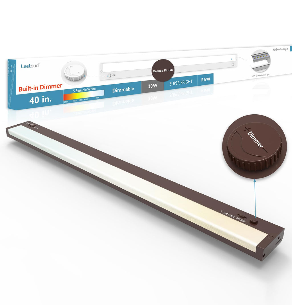 Under Cabinet Lighting Plug in or Hardwired Built-in Dimmer, 40 Inch 20W, 5CCT 2700/3000/3500/4000/5000K, Linkable