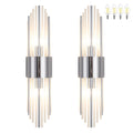 Chrome sconces wall set of 2, silver crystal wall sconces set two, modern wall sconce decoration (set of two)