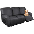 Recliner Sofa Covers - 8 Pieces Stretch Leather Like Large Couch Covers for 3 Seats Reclining Slipcovers Soft