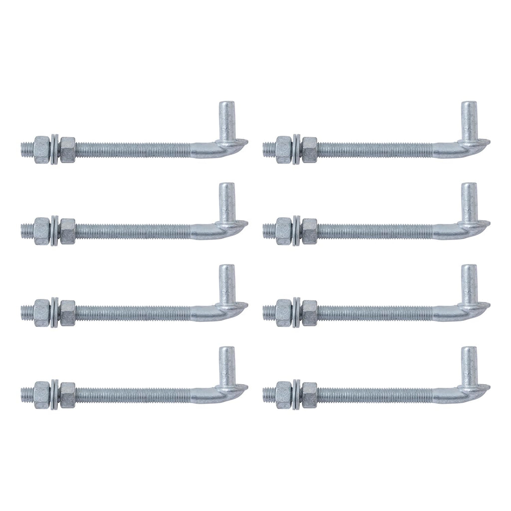 8 Inch J Bolt Gate Hinge 8-Pack, 5/8" Gate Bolt Post Hinge