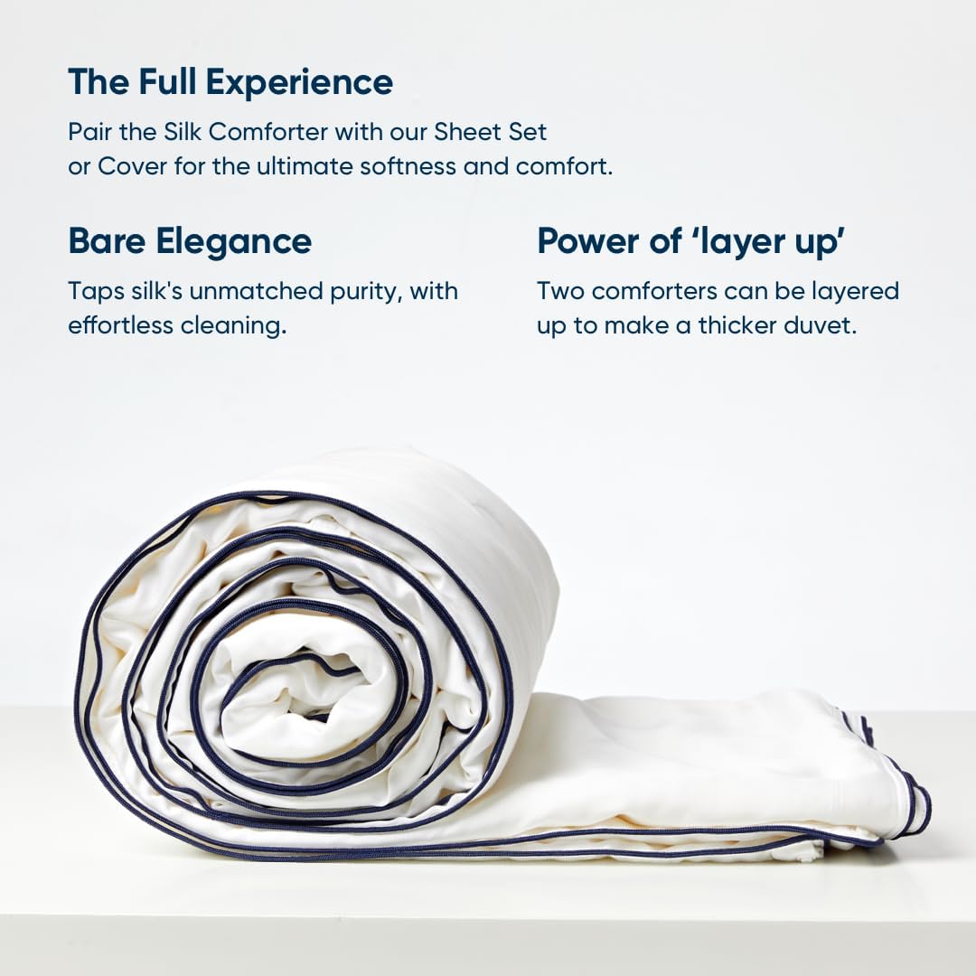 All-Season Silk Comforter, Quilt and Duvet Insert for Hot Sleepers, 100% Silk Fill with 100% Cotton Shell