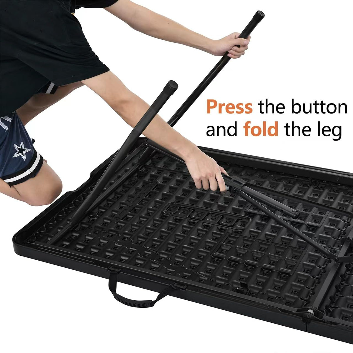 Heavy Duty Portable Folding Table, 6 ft, Indoor & Outdoor, Fold-in-Half Design with Carrying Handle, for Events, Easy
