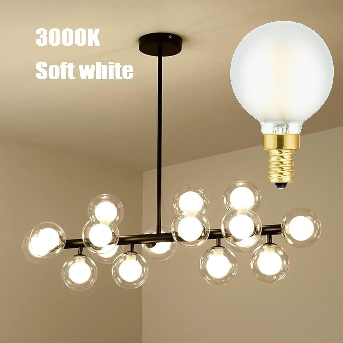 E12 Led G16.5 Bulb 4W Dimmable E12 Candelabra Bulb 40 Watt Soft White 3000K