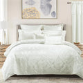 Tradition Sara Jacquard Cotton Blend, King-Calking 7PC Duvet Cover Set, White