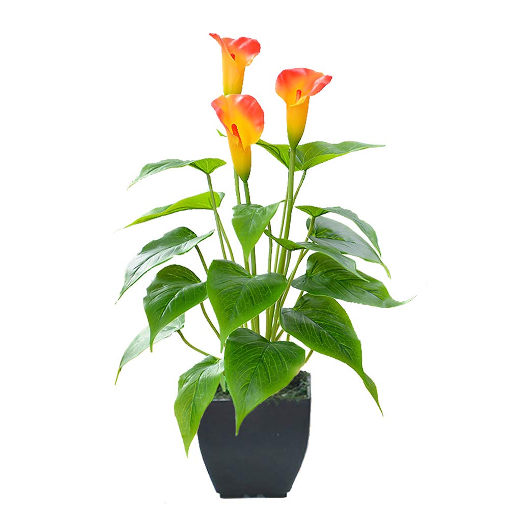 Plants Calla Lily Faux Small Potted Plant with Black Pot Fake Bonsai Flower, Indoor and Outdoor Occasions Decor