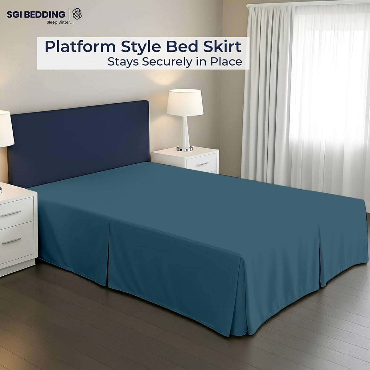 13 inch Drop Bed Skirt - Platform Style with Secure Fit, Classic Tailored Look, Elegant Pleated Style Dust
