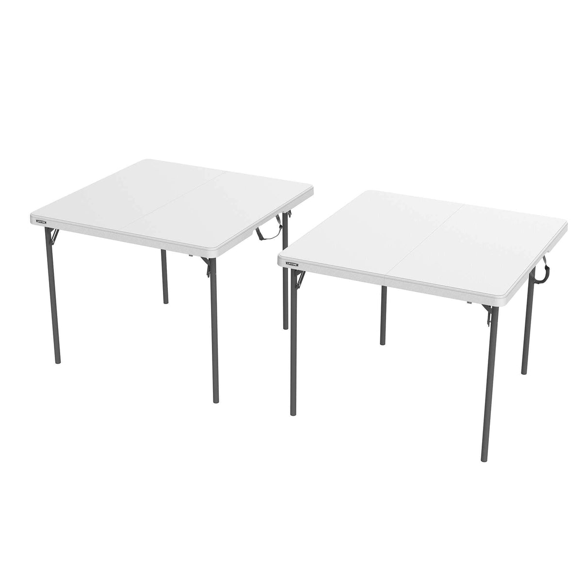 37-Inch Square Fold-in-Half Table, 2 Pack, Light Commercial, White Granite