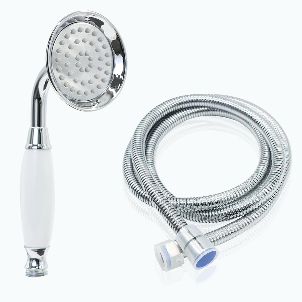 Vintage Hand-held Shower Rain Sprayer Telephone Shaped Ceramic Shower Head with 59 Inch Hose (Chrome Finish)