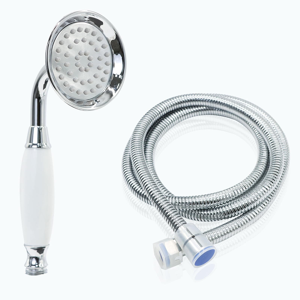 Vintage Hand-held Shower Rain Sprayer Telephone Shaped Ceramic Shower Head with 59 Inch Hose (Chrome Finish)